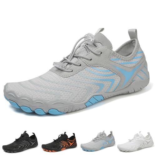 Glyde-Haven Barfußschuhe for Damen und Herren, Glydefootwear, rutschfeste Barfußschuhe for den Sommer mit breiter Zehenpartie, ganztägiger Komfort(Grey,39 EU) von SYT-MD