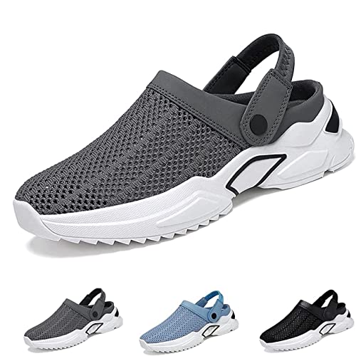 Orthopädische, ausgehöhlte Herren-Sommersandalen, lässige Schuhe for zu Hause, for drinnen und draußen, atmungsaktive Herren-Mesh-Sandalen, rutschfeste, leichte, Bequeme Hausschuhe (Color : Grey, SI von SYT-MD