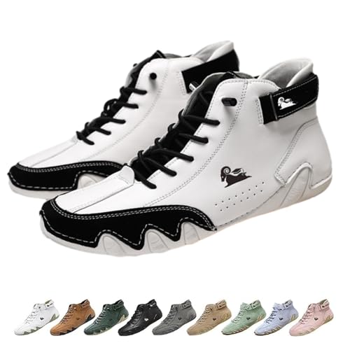 SYT-MD Alpaka-Barfußschuhe, Alpaka – ergonomische, wasserdichte und schmerzlindernde Barfußschuhe aus Leder, leicht und weich(Black White,38 EU) von SYT-MD