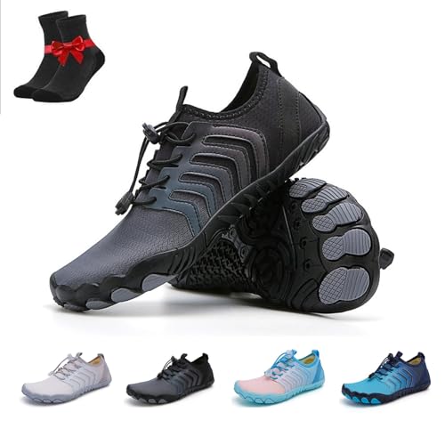 SYT-MD Bronoir Skin Pro mit Kupfer - Erdung Allround Barfußschuhe, Wanderwasserschuhe Herren Damen, Strandschuhe, Komfort(Black,46 EU) von SYT-MD