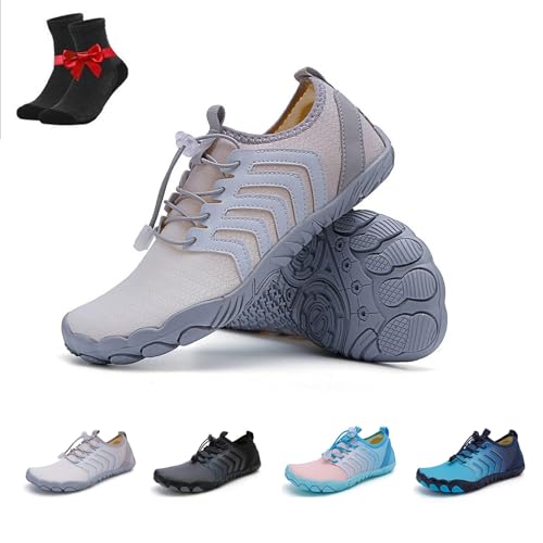 SYT-MD Bronoir Skin Pro mit Kupfer - Erdung Allround Barfußschuhe, Wanderwasserschuhe Herren Damen, Strandschuhe, Komfort(Light Grey,40 EU) von SYT-MD
