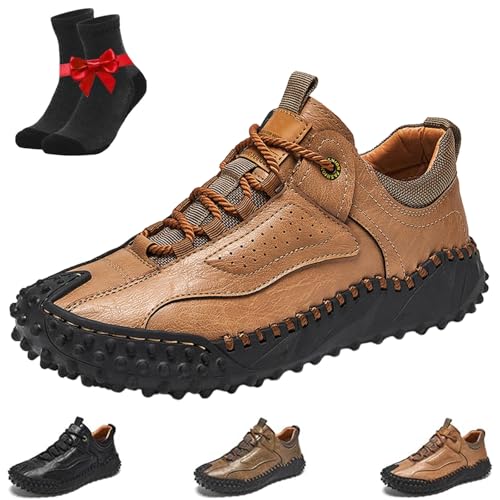 SYT-MD Cushygait Boots, Herren Vintage Leder Wanderschuhe, Orthopädische Fußgewölbeunterstützung Breite Zehenbox Wasserdicht Atmungsaktiv(Brown,45 EU) von SYT-MD