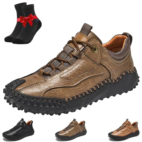 SYT-MD Cushygait Boots, Herren Vintage Leder Wanderschuhe, Orthopädische Fußgewölbeunterstützung Breite Zehenbox Wasserdicht Atmungsaktiv(Khaki,38 EU) von SYT-MD