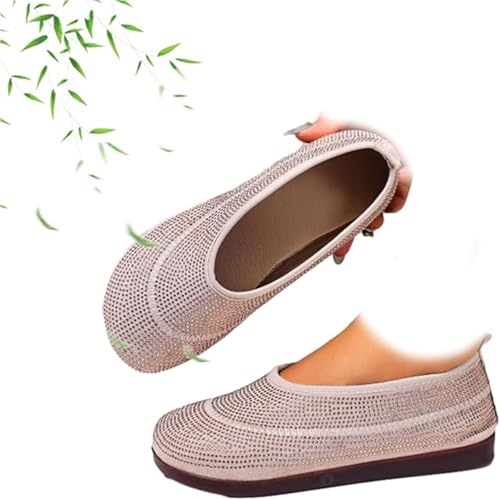 SYT-MD Damen-Ballerinas, for Hineinschlüpfen, Strick-Abendschuhe, Klassische Flache Wanderschuhe, orthopädische Pantoletten, modisch, atmungsaktiv(Pink,40 EU) von SYT-MD