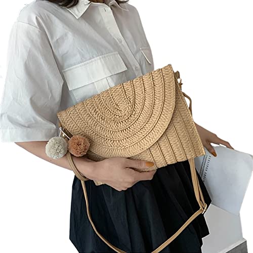 SYT-MD Frauen Mädchen Mode Crossbody Umschlag Tasche Elegante Strohhandtasche Clutch Sommer Strand Umhängetasche (Color : Auburn) von SYT-MD