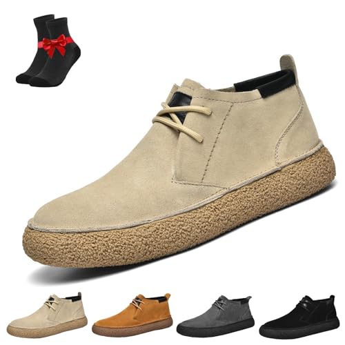 SYT-MD Herren Chukka Boots, Herren Wildleder Schnürstiefel Desert Chukka Boots, Vintage Wildleder Herrenschuhe, Casual Business Booties(Beige,38 EU) von SYT-MD