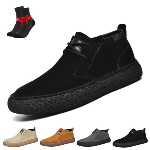 SYT-MD Herren Chukka Boots, Herren Wildleder Schnürstiefel Desert Chukka Boots, Vintage Wildleder Herrenschuhe, Casual Business Booties(Black,44 EU) von SYT-MD