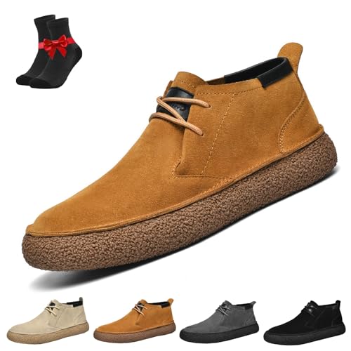 SYT-MD Herren Chukka Boots, Herren Wildleder Schnürstiefel Desert Chukka Boots, Vintage Wildleder Herrenschuhe, Casual Business Booties(Brown,46 EU) von SYT-MD