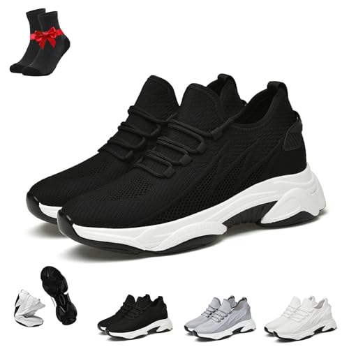 SYT-MD Herren-Sneaker mit erhöhtem Absatz, versteckte Höhenerhöhung, Tallure-Sneaker, atmungsaktives Mesh, leichte, sportliche Freizeitschuhe(Black 8cm,38 EU) von SYT-MD
