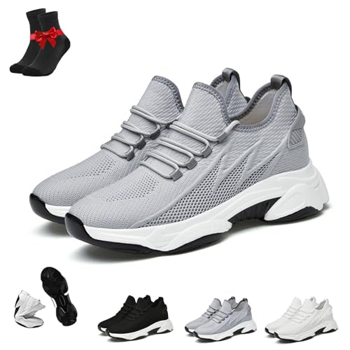 SYT-MD Herren-Sneaker mit erhöhtem Absatz, versteckte Höhenerhöhung, Tallure-Sneaker, atmungsaktives Mesh, leichte, sportliche Freizeitschuhe(Gray 8cm,46 EU) von SYT-MD