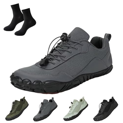 SYT-MD Hike - rutschfeste Barfußschuhe, Herren-Barfuß-Sport-Wander-Wasserschuhe mit breiter Zehenpartie, leicht, atmungsaktiv(Grey,43 EU) von SYT-MD