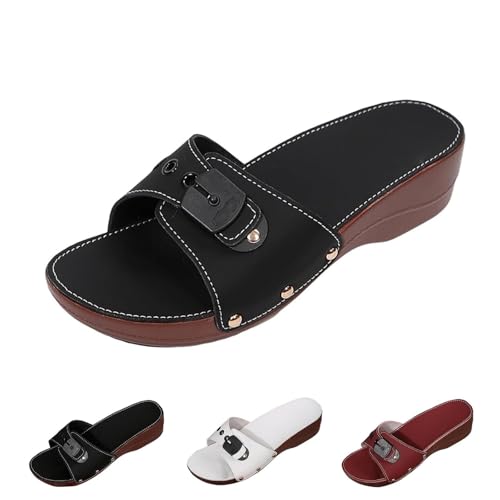 SYT-MD Lässige Keilsandalen for Damen, orthopädische Keilsandalen for Damen, lässige Wanderschuhe mit offener Spitze(Black,40 EU) von SYT-MD