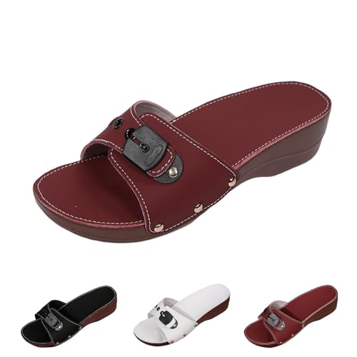 SYT-MD Lässige Keilsandalen for Damen, orthopädische Keilsandalen for Damen, lässige Wanderschuhe mit offener Spitze(Red,37 EU) von SYT-MD