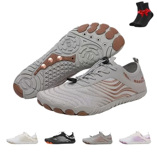 SYT-MD Ongitecoude Erdungsschuhe mit Kupfer, Barfuß-Wasserschuhe for Damen und Herren, rutschfeste, atmungsaktive Wanderschuhe, weich und bequem(Grey,38 EU) von SYT-MD