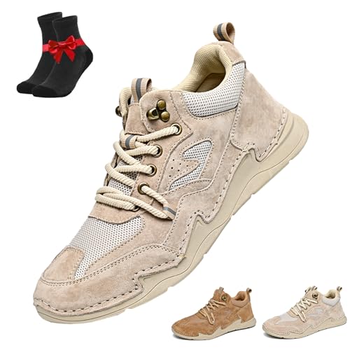 SYT-MD Orthopädische Slip-On-Wanderschuhe aus Leder for Herren, lässige Leder-Loafer mit Rutschfester Fußgewölbeunterstützung, wasserdicht und atmungsaktiv(Khaki,45 EU) von SYT-MD