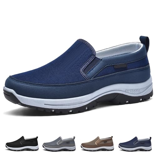 SYT-MD Orthowalkway Herrenschuhe, orthopädische Slipper aus Canvas mit Fußgewölbeunterstützung, lässige Wanderschuhe for den Außenbereich(Blue,43 EU) von SYT-MD