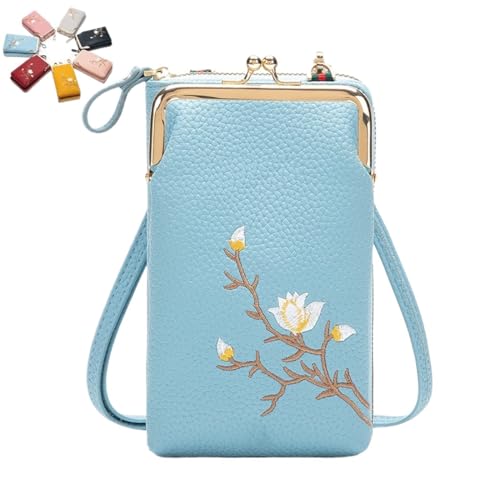 SYT-MD Rowgins Damen-Sling-Crossbody-Geldbörse mit Handyhalter, Reisepass-Crossbody-Geldbörse for unterwegs(Blue) von SYT-MD