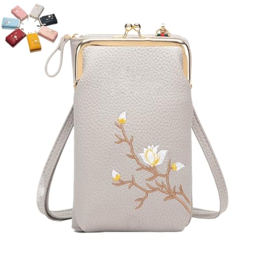 SYT-MD Rowgins Damen-Sling-Crossbody-Geldbörse mit Handyhalter, Reisepass-Crossbody-Geldbörse for unterwegs(Grey) von SYT-MD