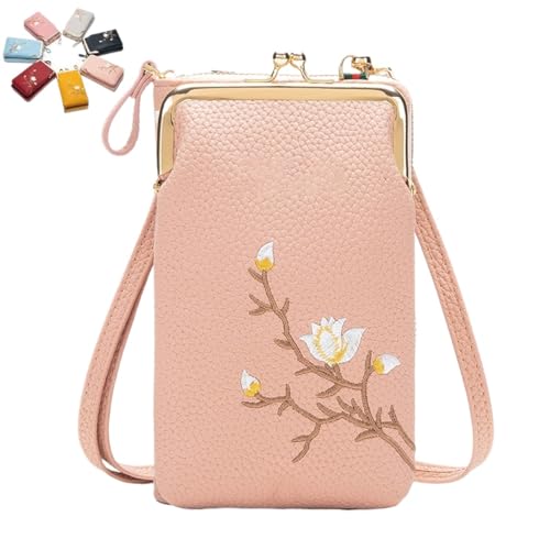 SYT-MD Rowgins Damen-Sling-Crossbody-Geldbörse mit Handyhalter, Reisepass-Crossbody-Geldbörse for unterwegs(Light Pink) von SYT-MD