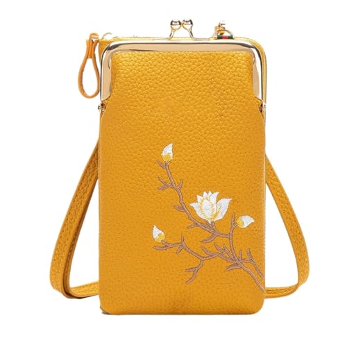 SYT-MD Rowgins Damen-Sling-Crossbody-Geldbörse mit Handyhalter, Reisepass-Crossbody-Geldbörse for unterwegs(Yellow) von SYT-MD