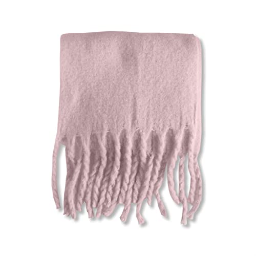 SYT-MD Schal Damen, Frauen Solid Langer Schal Fashion Quaste Nachahmung Kaschmir Schalldämpfer Herbst Winter Warmer Schal Snood Green Tips (Color : Light Pink, Size : 220cm x 42cm) von SYT-MD