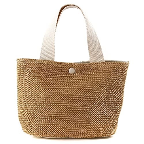 SYT-MD Sommer Strandtaschen Frauen Stroh Taschen Handtaschen Große Weberei Umhängetasche Tragetasche (Color : Beige) von SYT-MD