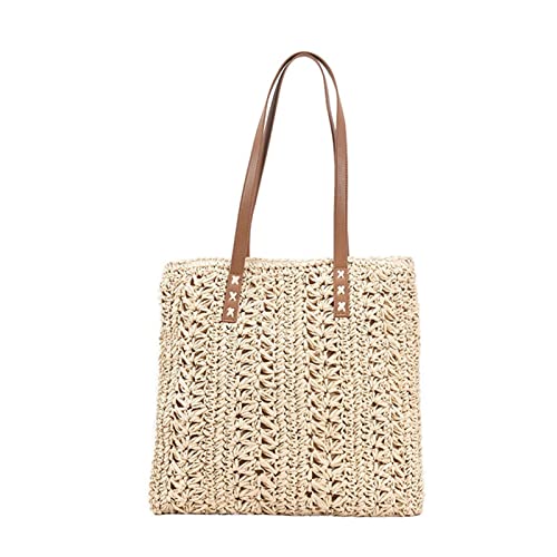 SYT-MD Sommer stroh gewebt umhängetasche frauen strand gewebt tasche große kapazität einkaufen tasche mode straw handtasche (Color : Beige) von SYT-MD