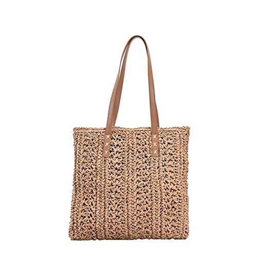 SYT-MD Sommer stroh gewebt umhängetasche frauen strand gewebt tasche große kapazität einkaufen tasche mode straw handtasche (Color : Khaki) von SYT-MD