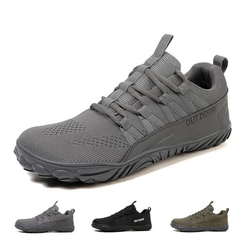 SYT-MD Unisex-Barfußschuhe mit breiter Zehenbox, Zero-Drop-Design, Wasserschuhe for Gehen, Wandern und for Erdungsaktivitäten(Grey,44 EU) von SYT-MD