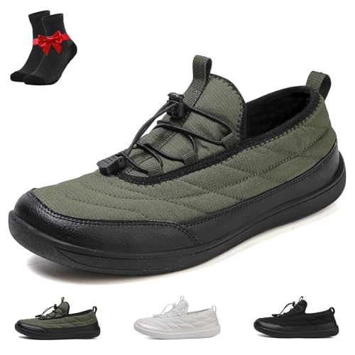 SYT-MD Warme Winter-Schneestiefel for Hineinschlüpfen im Freien, rutschfeste Knöchelschuhe, leichtes, wasserdichtes Obermaterial aus Plüschfutter for Herren und Damen(Green,45 EU) von SYT-MD