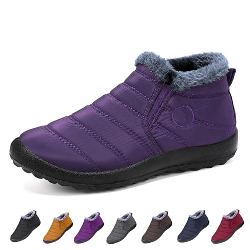 SYT-MD Wasserdichte orthopädische warme Damenstiefel, Winter-Schneestiefel, leichte Schlupfschuhe(Purple,40 EU) von SYT-MD