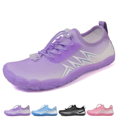 SYT-MD Wasserschuhe for Damen und Herren, schnelltrocknende Wasserschuhe, leichte Strandschuhe, Barfußschuhe for Wandern(Purple,41 EU) von SYT-MD