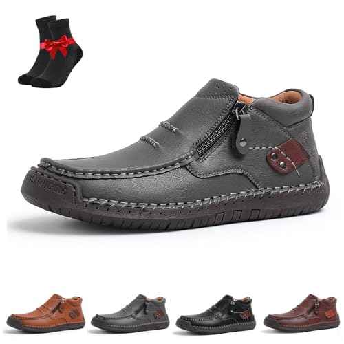 The First Young Shoes Herren, Thefirstyoung Orthopädische Lederstiefel, Herren Outdoor Sicherheits-Arbeitsstiefel(Grey,39 EU) von SYT-MD