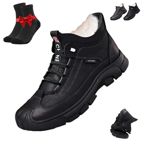 Thermoisolierte High-Top-Wanderschuhe for Herren im Winter, Stiefeletten for Outdoor-Reisen, leicht, rutschfest, langlebig und warm(Black,39 EU) von SYT-MD