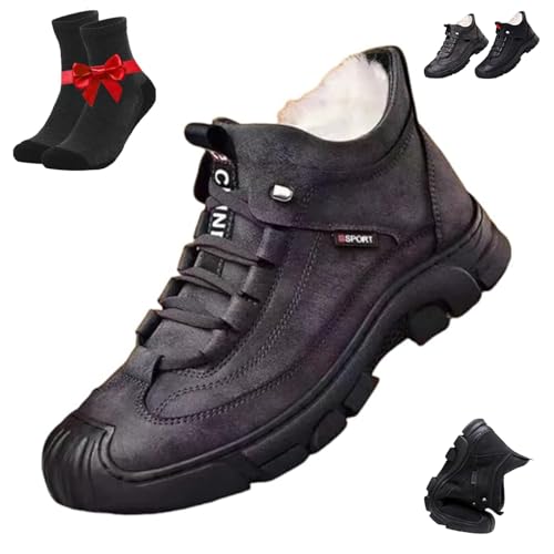 Thermoisolierte High-Top-Wanderschuhe for Herren im Winter, Stiefeletten for Outdoor-Reisen, leicht, rutschfest, langlebig und warm(Grey,44 EU) von SYT-MD