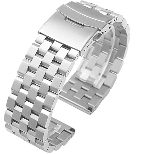 Uhrenarmband 18mm 20mm 22mm 24mm 26mm Uhrenarmband aus massivem Edelstahl Uhrenarmband Riemen Metallersatz Männer Frauen Armband (Color : Silver, Size : 20mm) von SYT-MD