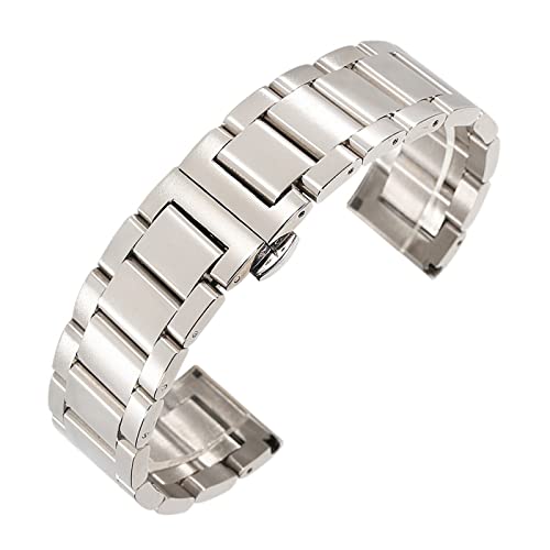 Uhrenarmband Edelstahl-Armband-Bügel Männer Frauen Armbanduhr Band Rose Gold Faltschließe männlich Uhren Zubehör (Color : Silver, Size : 16mm) von SYT-MD
