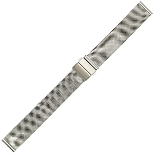 Uhrenarmband Edelstahl Uhrenarmband Silber Schwarz Damen Herren Armband 16mm 18mm 20mm 22mm Metallarmband Faltschließe (Color : Silver, Size : 18mm) von SYT-MD