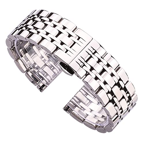 Uhrenarmband ErsatzEdelstahl Armband Armband 20mm 22mm Männer Metall Poliert Uhrenarmband Uhren Zubehör (Color : Silver, Size : 18mm) von SYT-MD