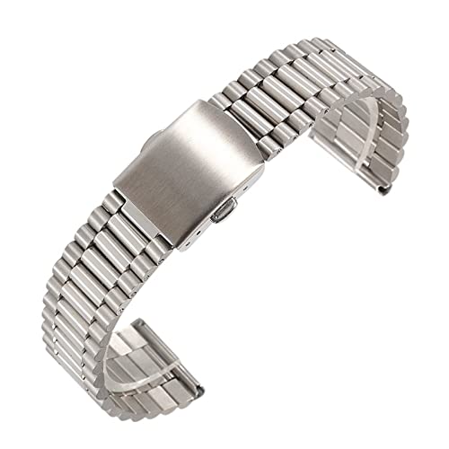 Uhrenarmband Full Solid Edelstahlarmband Herren Damen Armband Faltschließe Armband Uhrenzubehör 16mm 18mm 20mm (Color : Silver, Size : 18mm) von SYT-MD