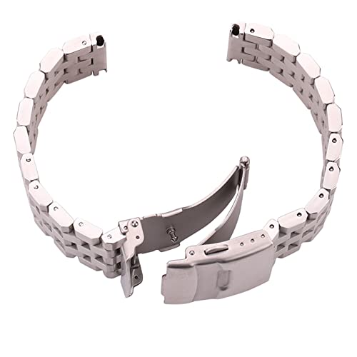 Uhrenarmband Schnellverschluss Edelstahl Armband Armband 18mm 20mm 22mm 24mm Damen Herren Metall gebürstet Armband Zubehör (Color : Silver, Size : 20mm) von SYT-MD