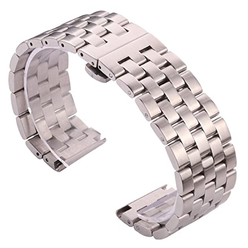 Uhrenarmband Uhrenarmband Armband 20mm 22mm 24mm 26mm Damen Herren Silber Handgelenk Edelstahl Universal Uhrenarmband Edelstahlband (Color : Silver, Size : 24mm) von SYT-MD