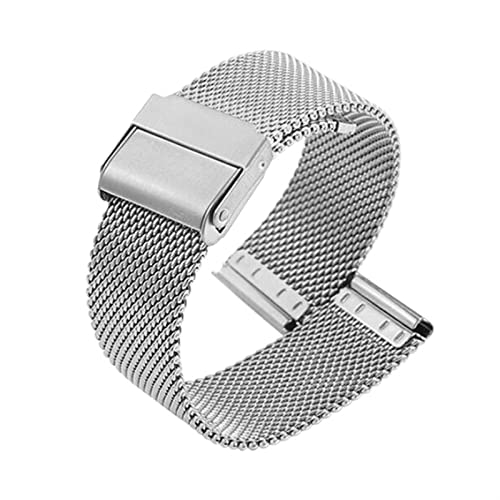 Uhrenarmband Universalband Uhrenarmband Damen Herren Armband Edelstahl gewebtes Mesh Ersatz Metall Zubehör 16-24mm (Color : Silver, Size : 18mm) von SYT-MD