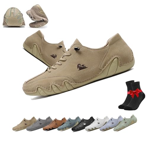 Vogany Schuhe Damen und Herren, VogLDeck wasserdichte atmungsaktive orthopädische Sneakers, Alpaka-Barfußschuhe, Nevova Outdoor-Schuhe(Khaki,44 EU) von SYT-MD