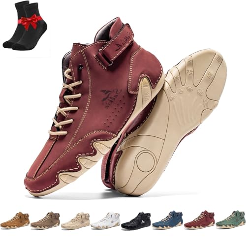Vogany Shoes Orthopädische Sneaker Damen und Herren,Hohe Wanderschuhe,Atmungsaktive Barfußschuhe,Leichte Freizeit-Sneaker(Wine red,48 EU) von SYT-MD
