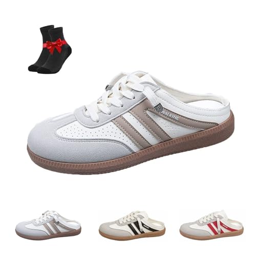 Women's Colorblock Sneakers,Casual Slides,Trendy Slip-On Shoes,Non-Slip Open Back Shoes for Daily Wear Gym Fits(Khaki,37 EU) von SYT-MD