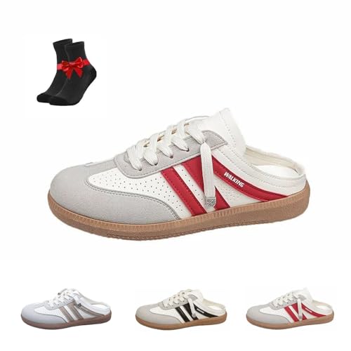 Women's Colorblock Sneakers,Casual Slides,Trendy Slip-On Shoes,Non-Slip Open Back Shoes for Daily Wear Gym Fits(Red,41 EU) von SYT-MD