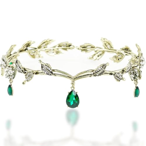Vintage Brautkrone Bronze Haarband mit Grünen Kristallen Elegante Blatt Strass Tiara Haarreif Prinzessin Hochzeit Haarschmuck Kopfschmuck Damen Haardekoration für Hochzeit Geburtstag Fotoshooting Part Vintage Brautkrone Bronze Haarband mit Grünen Kristallen Elegante Blatt Strass Tiara Haarreif Prinzessin Hochzeit Haarschmuck Kopfschmuck Damen Haardekoration für Hochzeit Geburtstag Fotoshooting Part von SYTTNUM