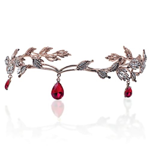 Vintage Brautkrone Rot Kupfer Haarband mit Strass Rote Kristall Tiara Prinzessin Hochzeit Stirnband Haarschmuck Damen Blatt Diadem Stirnschmuck für Hochzeit Geburtstag Karneval Fotoshooting Party Vintage Brautkrone Rot Kupfer Haarband mit Strass Rote Kristall Tiara Prinzessin Hochzeit Stirnband Haarschmuck Damen Blatt Diadem Stirnschmuck für Hochzeit Geburtstag Karneval Fotoshooting Party von SYTTNUM