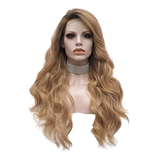 Synthetic Lace Front Wig for Black Women,Orange Wigs Wavy Synthetic Lace Front Wig Dark Root Heat Resistant Fiber Cosplay Wigs for Women,22 inch von SYVI